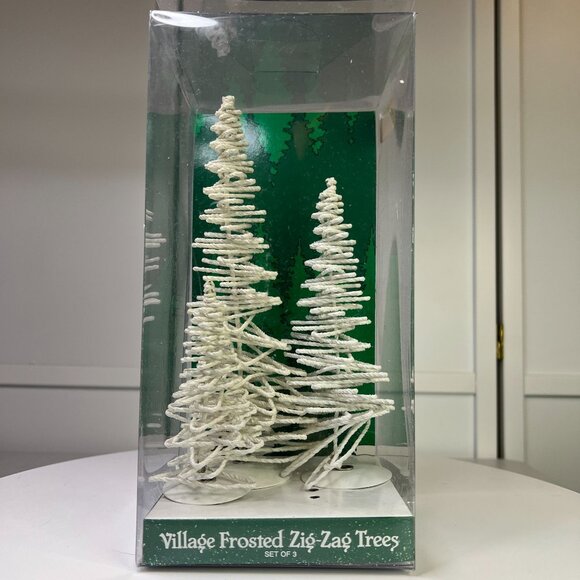 Dept 56 Village Frosted Zig Zag Trees Christmas Village Accessory from 1995 - Picture 3 of 6